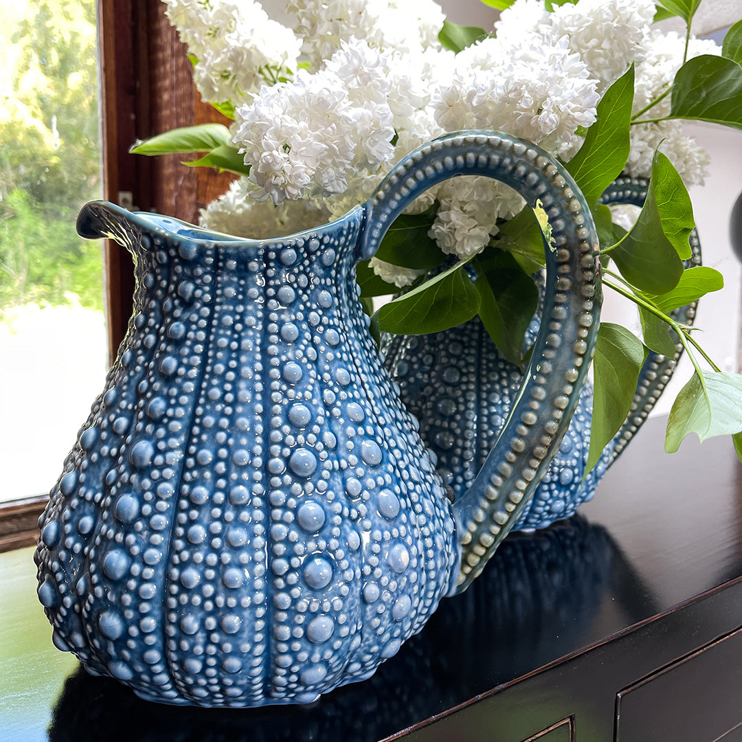 FUJIAN Blue Ceramic Urchin Jug ORCHID Orchid