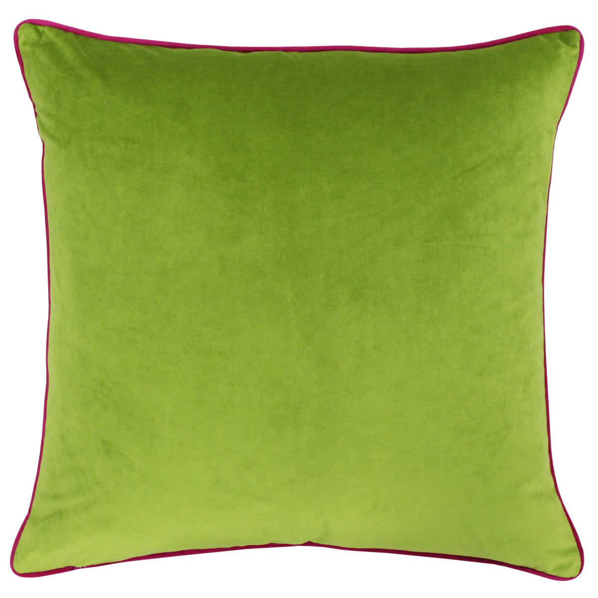 Lime Green with Pink Piping Velvet Cushion Orchid1