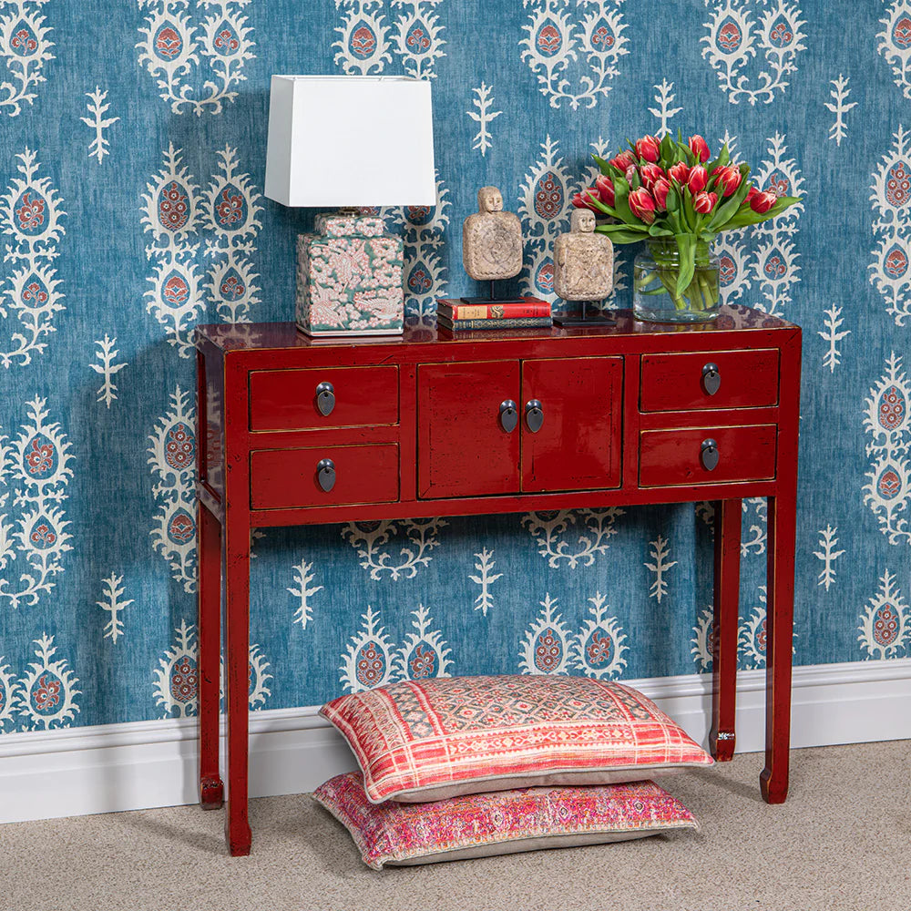 Chinese red ladies cabinet console table