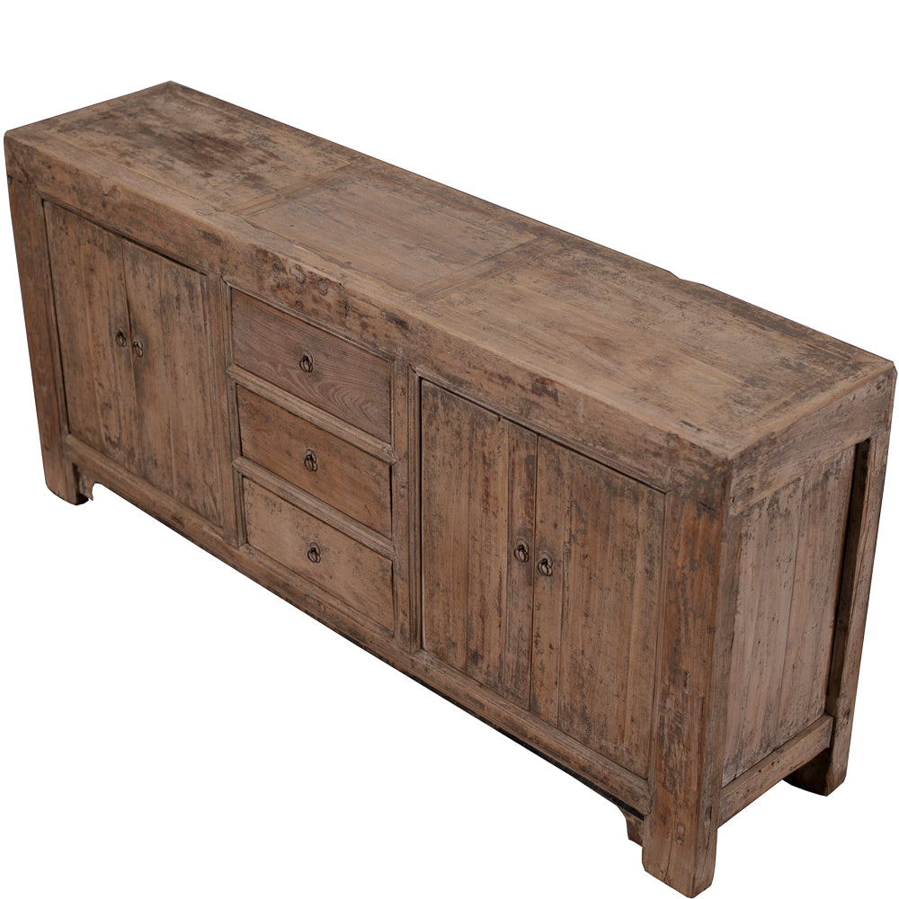 Top view Natural wood vintage sideboard in Chinese pine, circa 1920