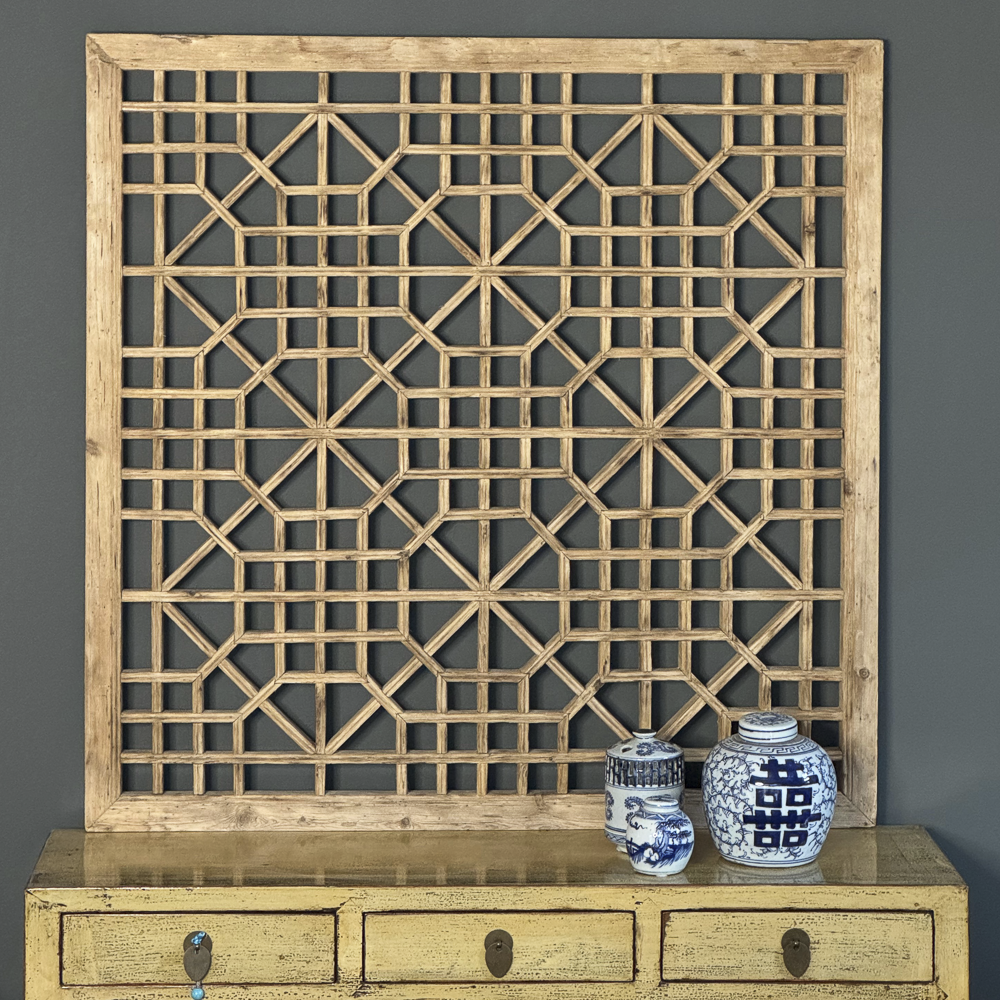 Chinese Fretwork Window Panel | Oriental Wooden Wall Hanging | TUHAI ...