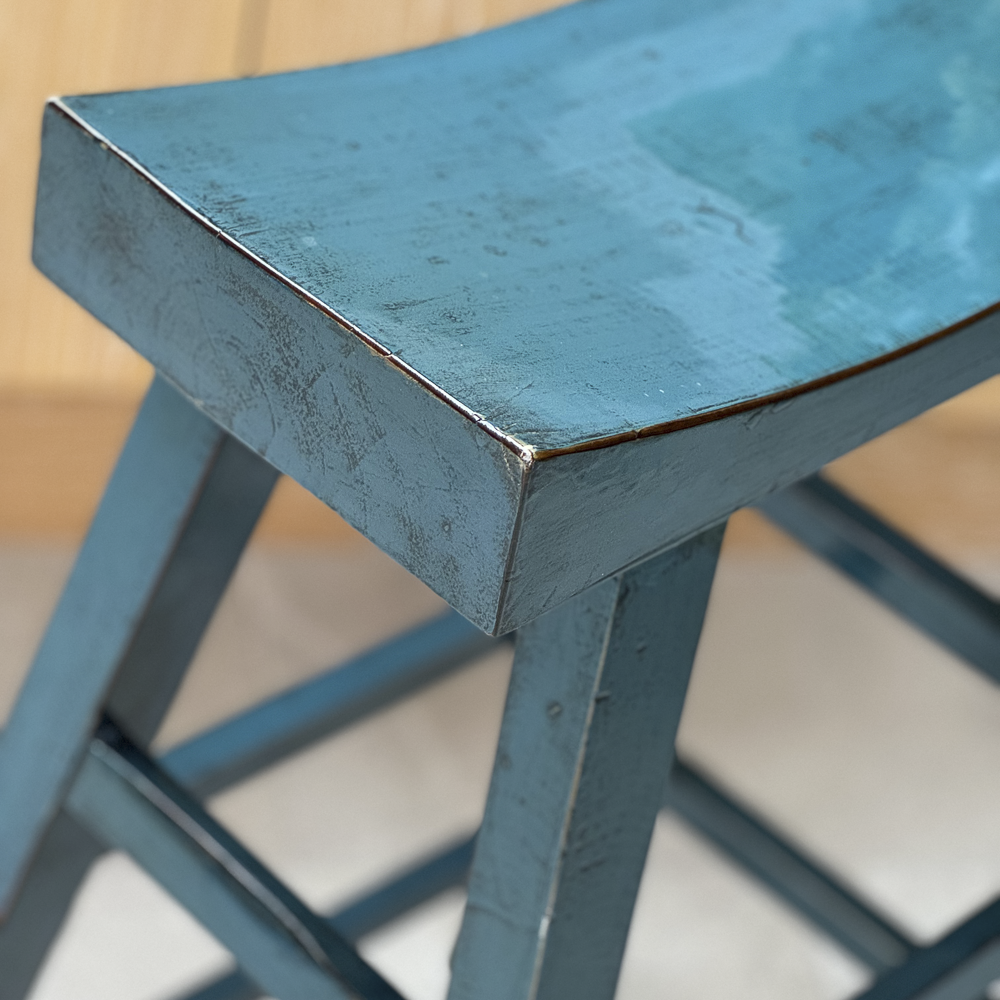 Blue Timber Stool Tall Blue Lacquer Wooden Stool | Blue Breakfast Bar Stool Solid Wood ...