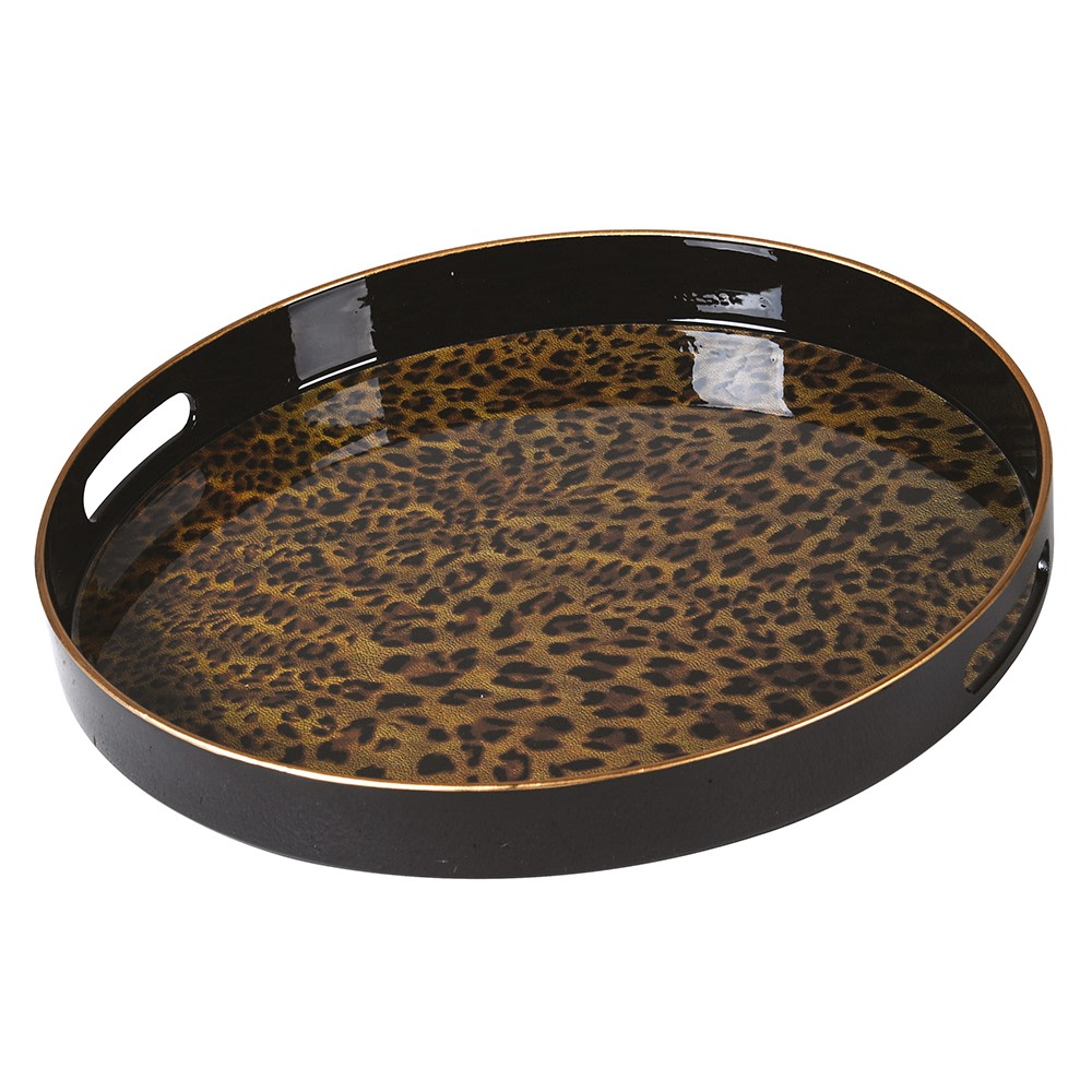 Round Leopard Tray | Leopard Print Drinks Tray | BAO | Orchid