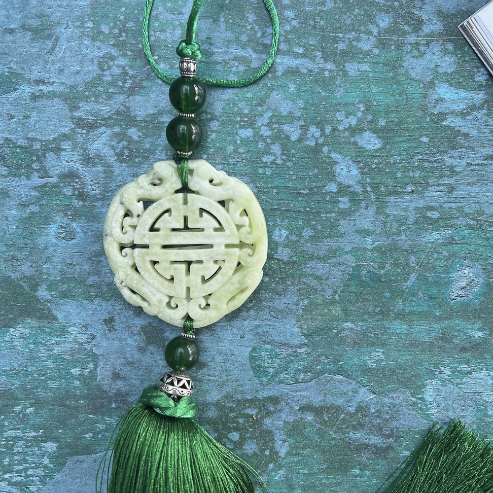 SHULAN Green Tassel with Double Happiness Stone | ORCHID | Orchid
