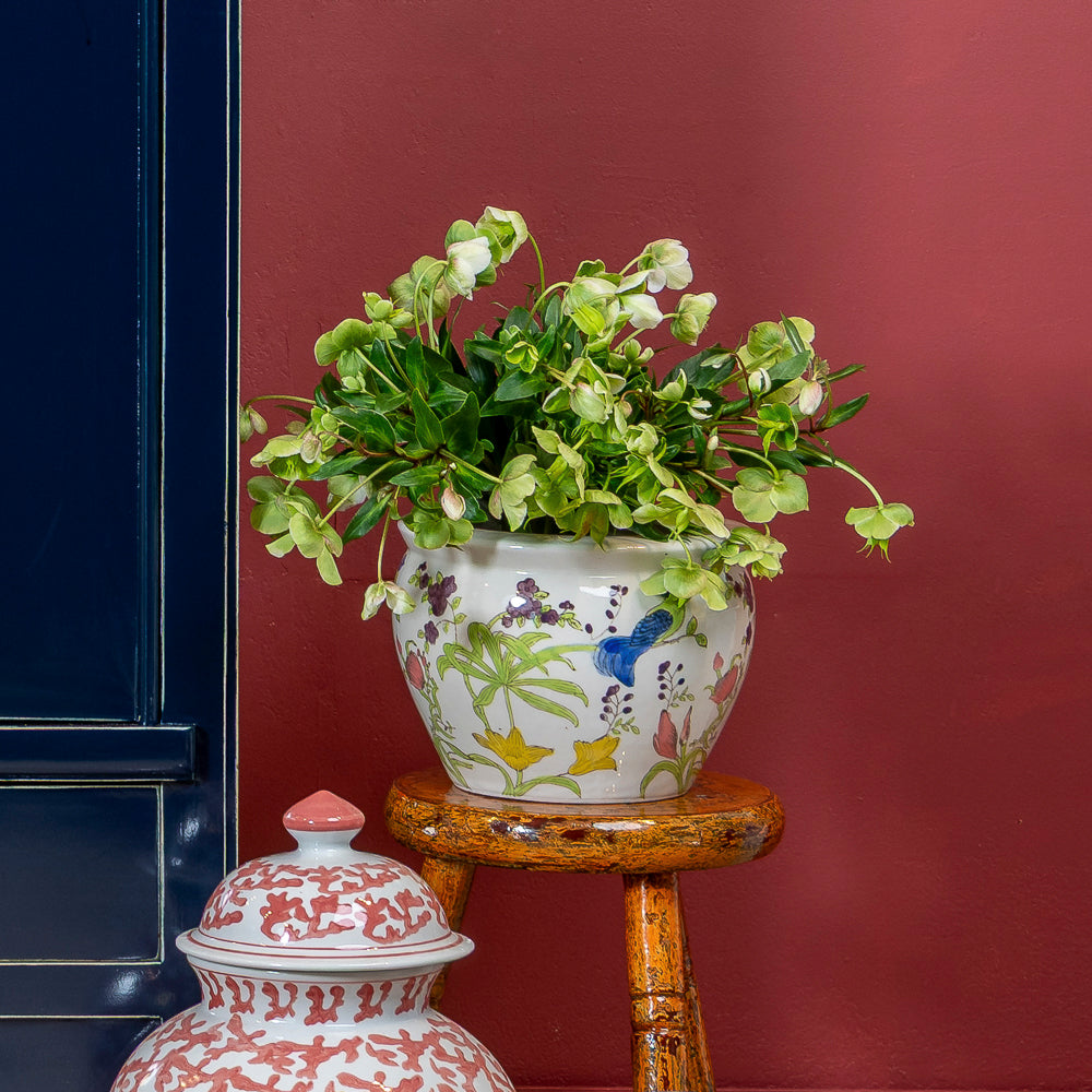 oriental plant pots uk Bird and Blossom Ceramic Planter 25cm | QIU