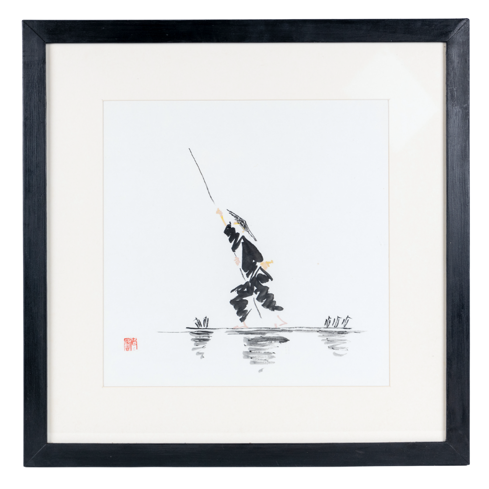 FISHERMAN'S RAFT Chinese Ink Painting | Orchid